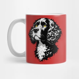 Stunning and Cool Irish Water Spaniel Monochrome and Gold Portrait for Father's Day Mug